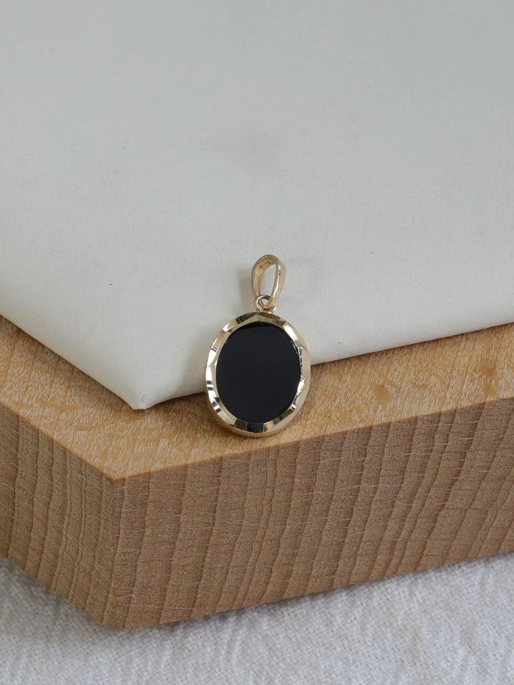 Black Oval Charm Pendant