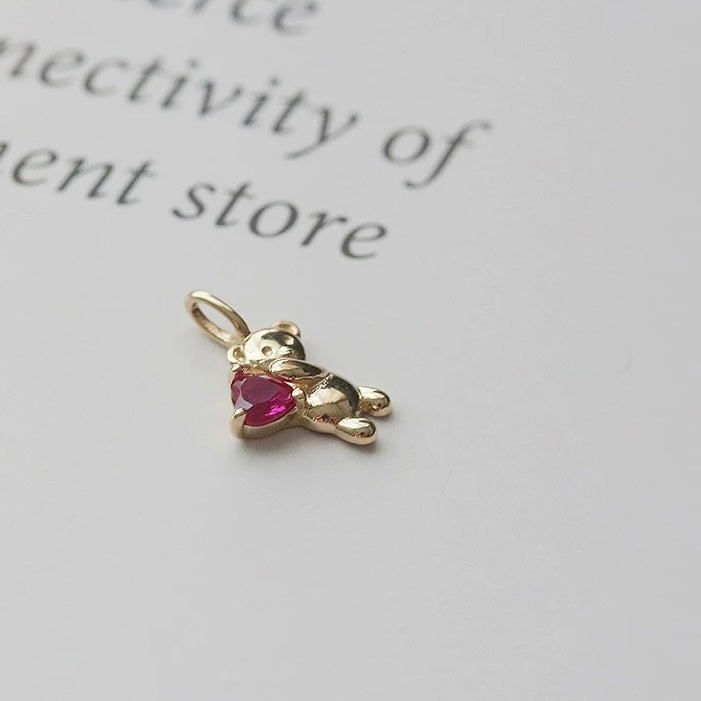 Pink Heart Bear Charm Pendant