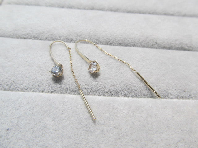 Drop Solitaire Chain Earrings