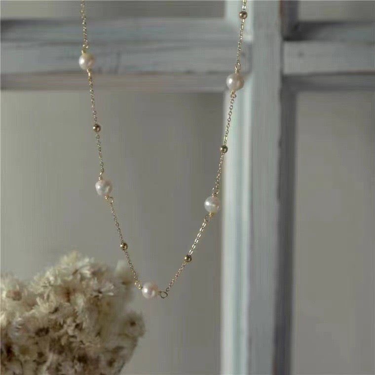 Pearl Beaded Chain Necklace