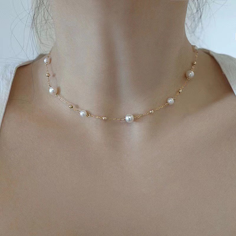 Pearl Beaded Chain Necklace