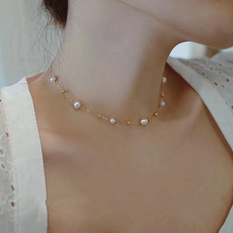 Pearl Beaded Chain Necklace