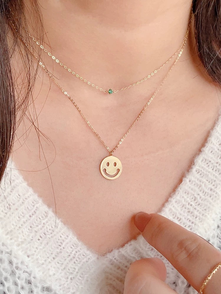 Happy Face Charm Pendant Necklace