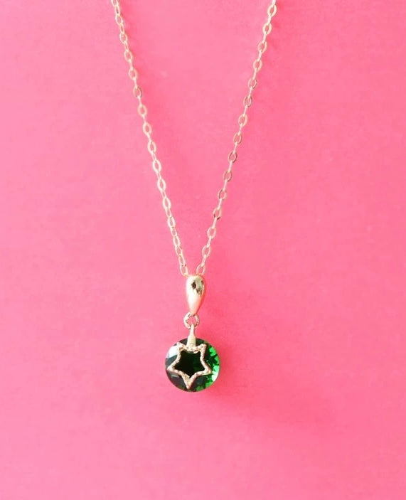 Green Mystic Star Stone Charm Necklace