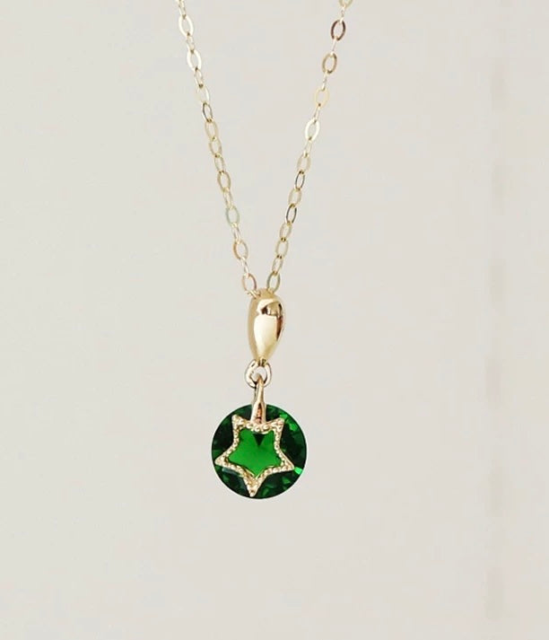 Green Mystic Star Stone Charm Necklace