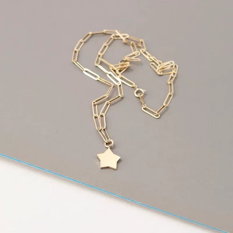 Star On Paperclip Chain Necklace