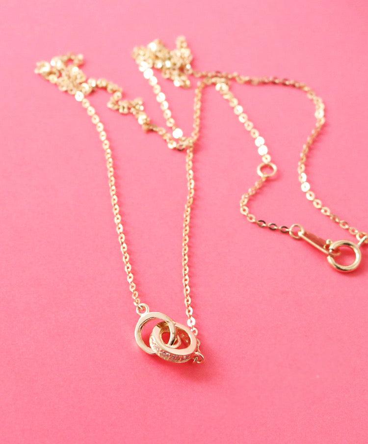 Interlinked Duo Rings Necklace