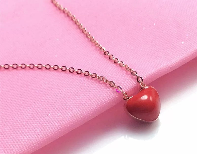 Red Apple Heart Necklace