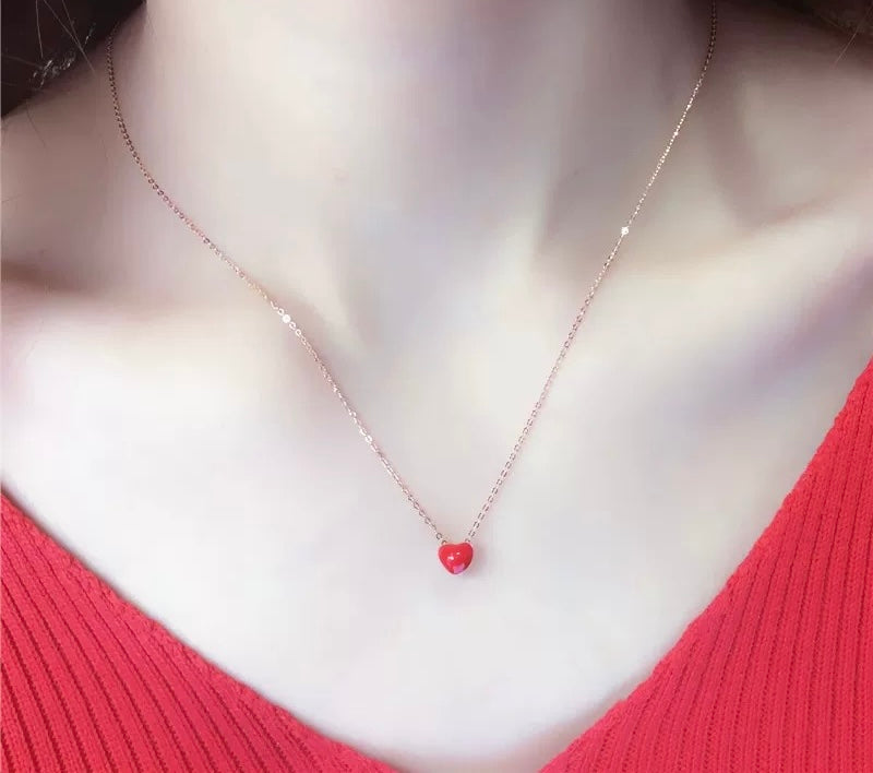 Red Apple Heart Necklace