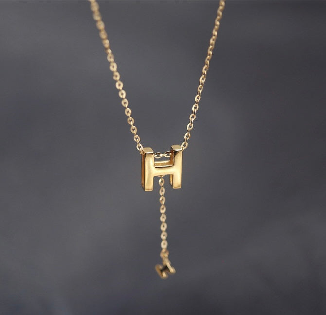 Bold H Chain Drop Necklace