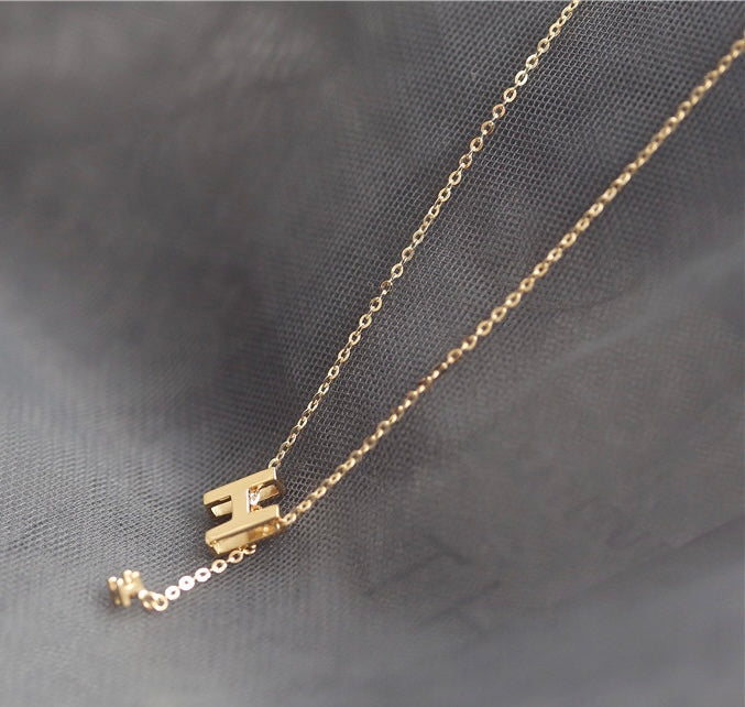 Bold H Chain Drop Necklace