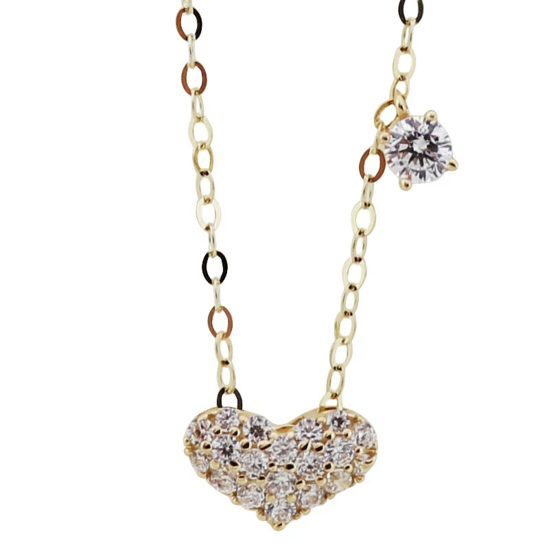 Studded Solitaire Love Heart Necklace