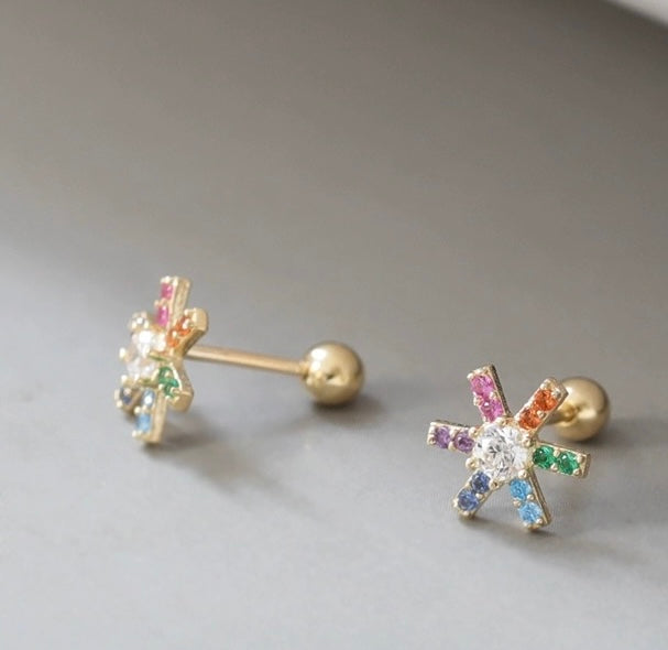 Rainbow Star Wheel Stud Earrings