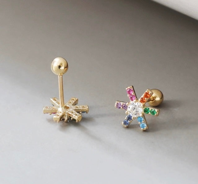 Rainbow Star Wheel Stud Earrings