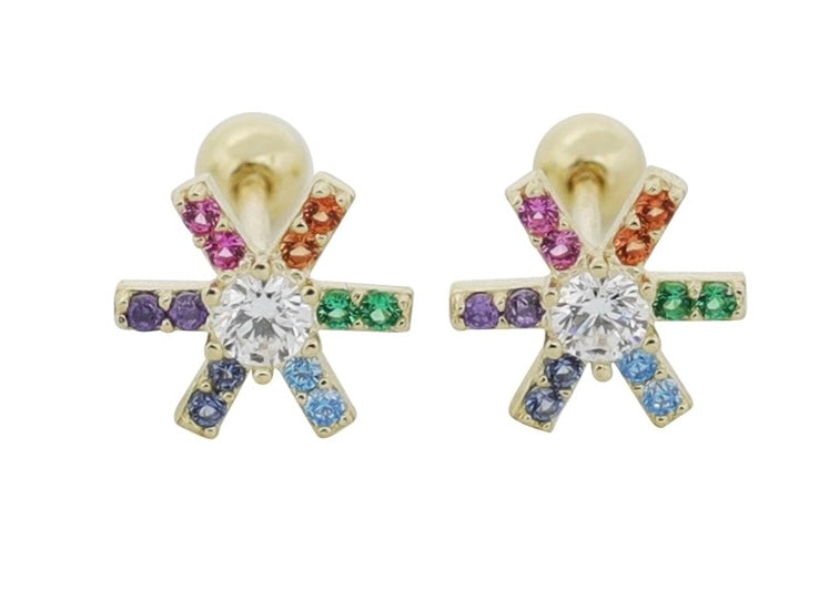 Rainbow Star Wheel Stud Earrings