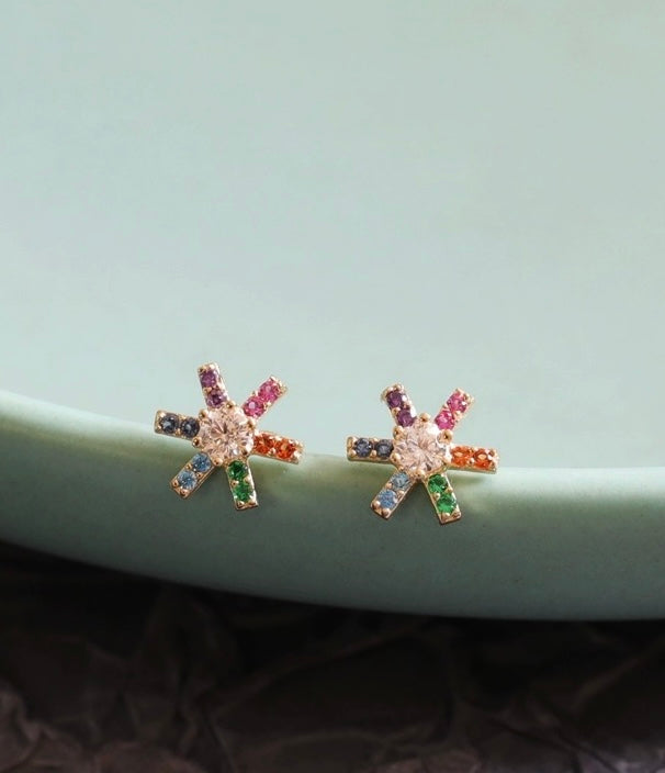 Rainbow Star Wheel Stud Earrings