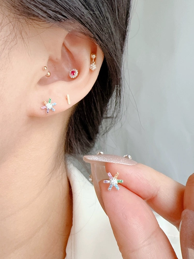 Rainbow Star Wheel Stud Earrings