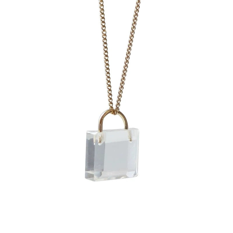 Clear Briefcase Handbag Necklace