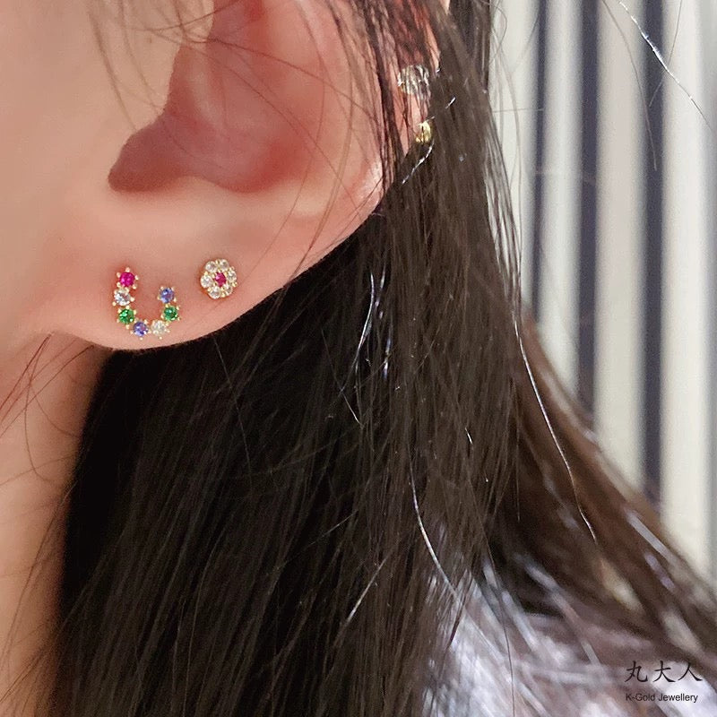 Rainbow Swirl Stud Earrings