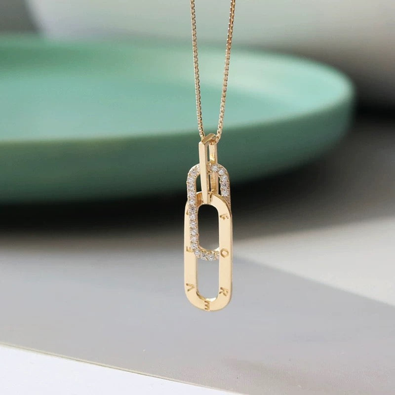 'Forever' Paperclip Charm Necklace