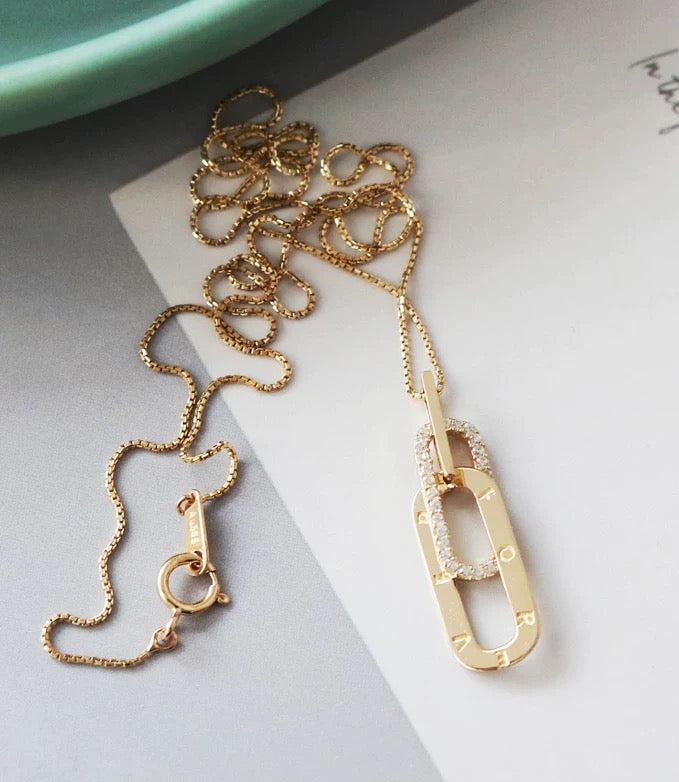 'Forever' Paperclip Charm Necklace