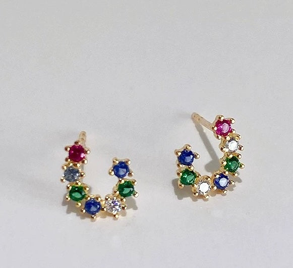 Rainbow Swirl Stud Earrings