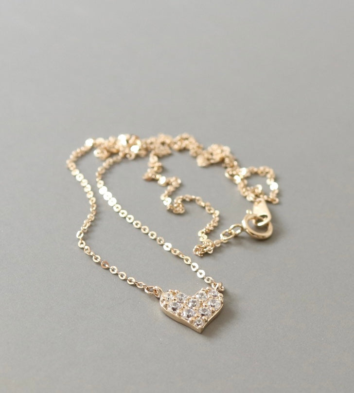 Studded Bing Love Heart Necklace