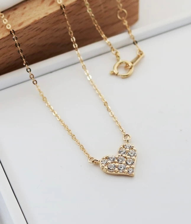 Studded Bing Love Heart Necklace