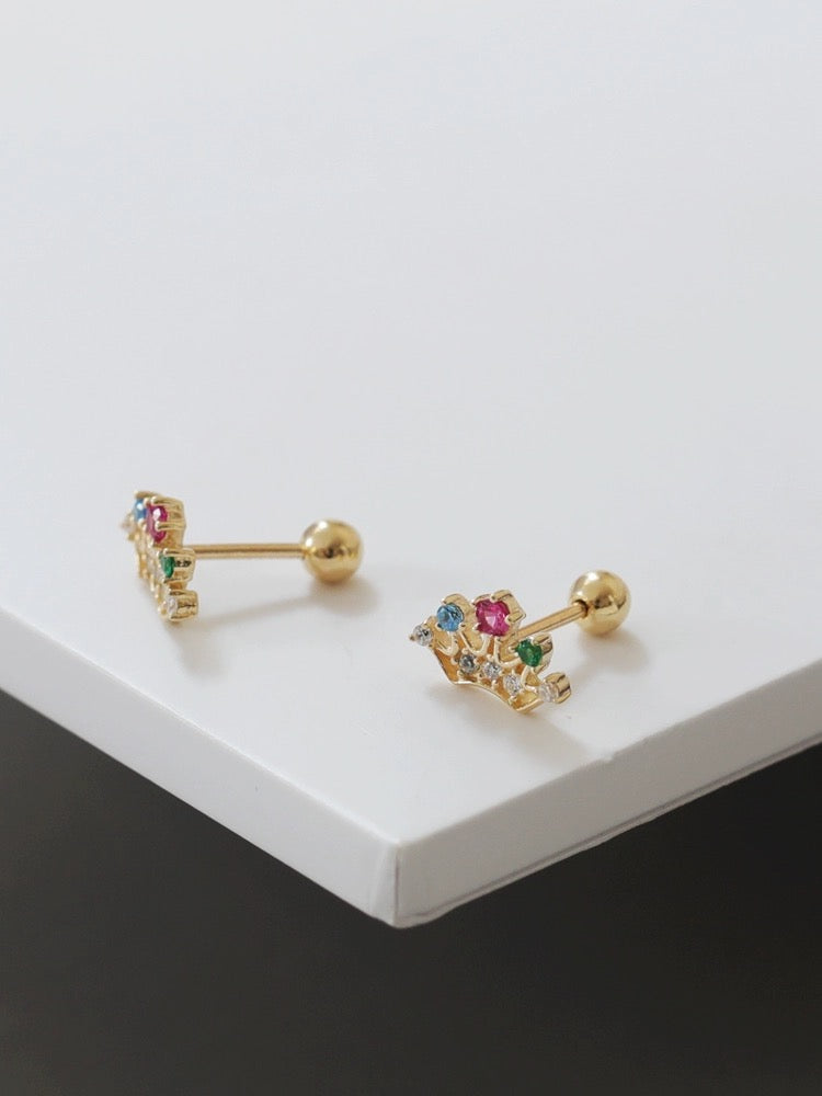 Rainbow Crown Stud Earrings