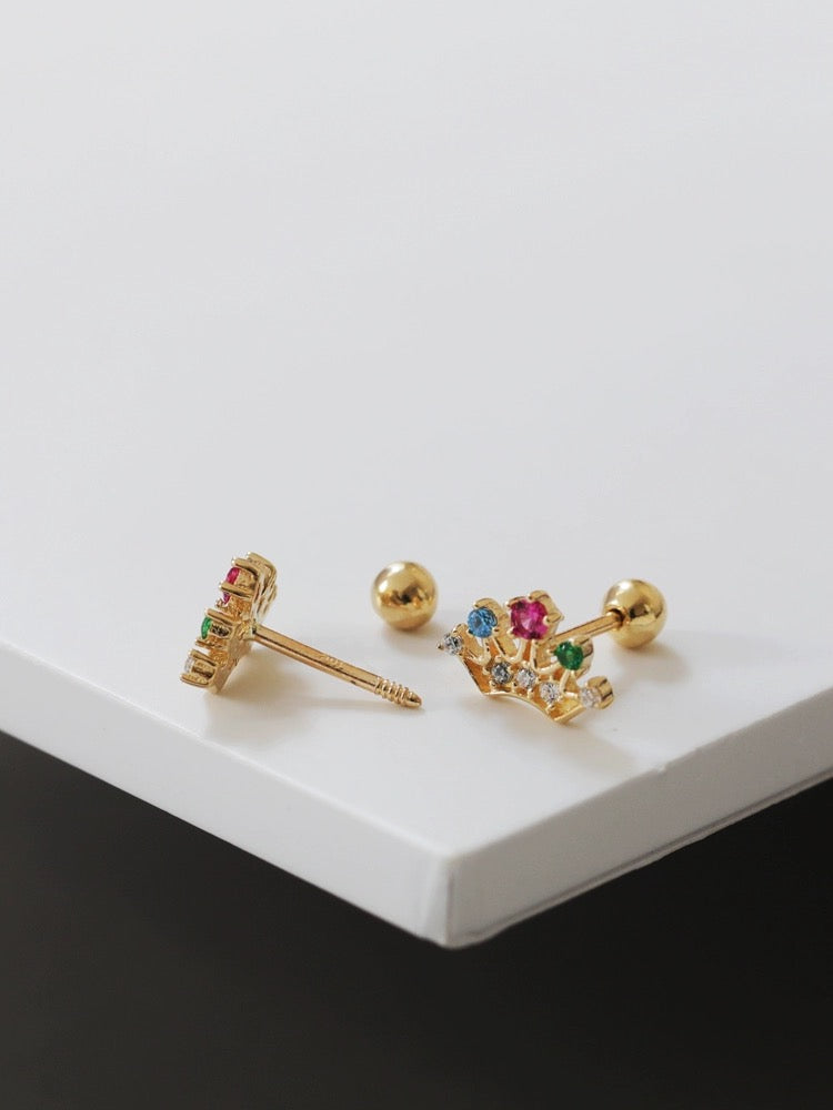 Rainbow Crown Stud Earrings