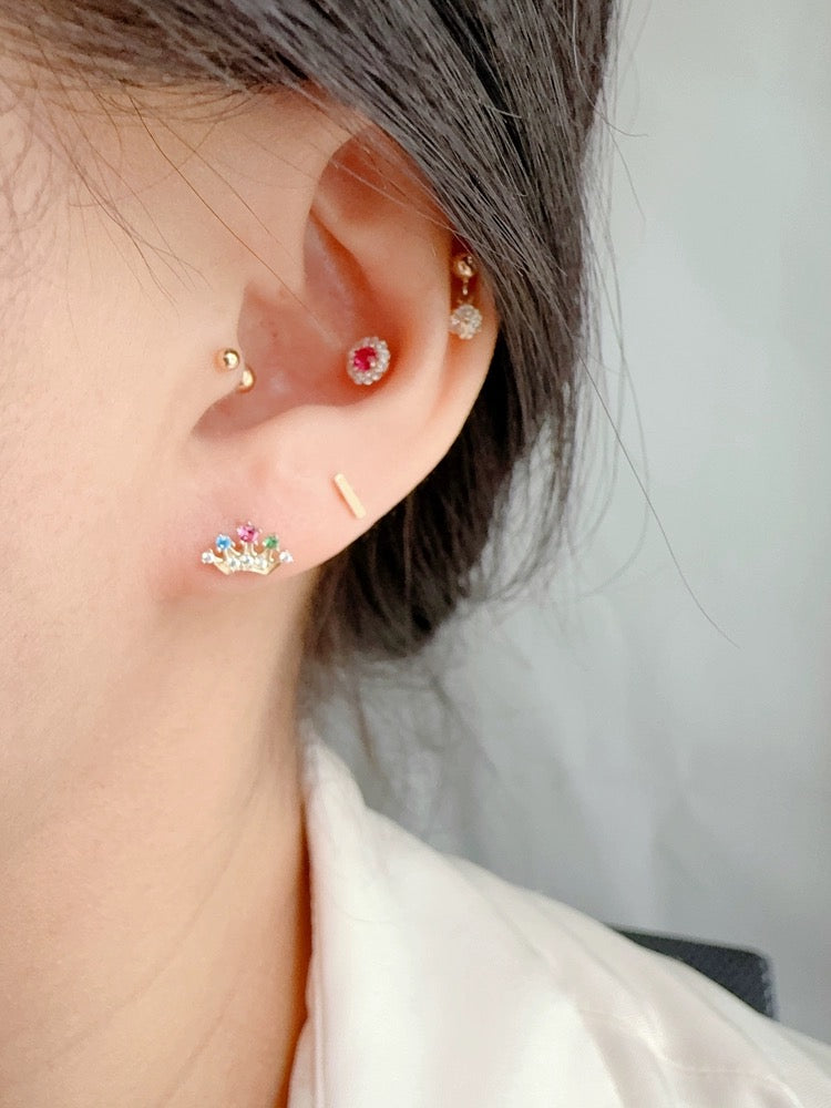 Rainbow Crown Stud Earrings