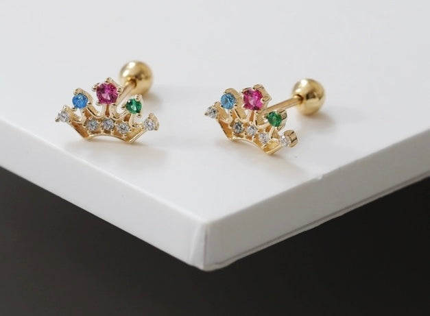 Rainbow Crown Stud Earrings