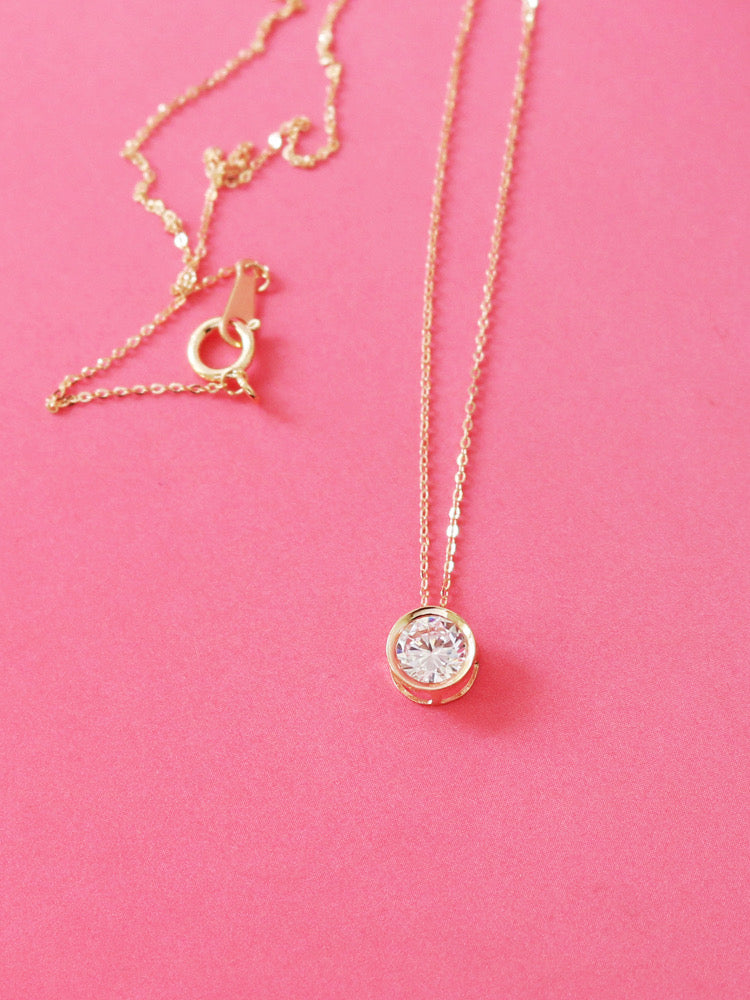 Caged Solitaire Wheel Charm Necklace