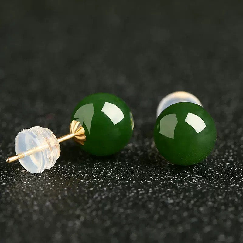 Jasper Stone Dome Stud Earrings