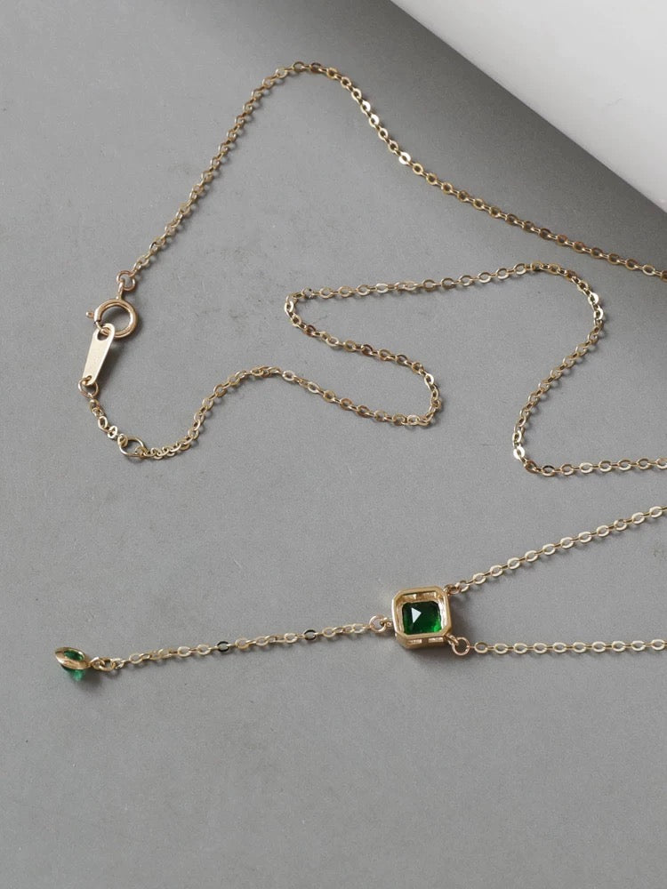 Green Moissanite Lariat Necklace