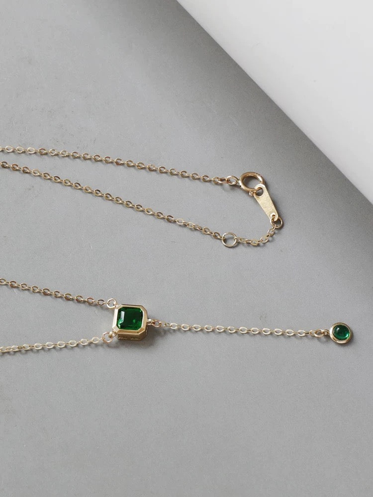 Green Moissanite Lariat Necklace