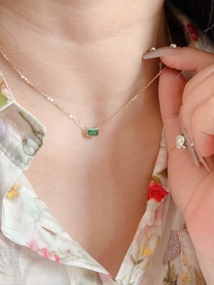 Green Moissanite Envelope Necklace