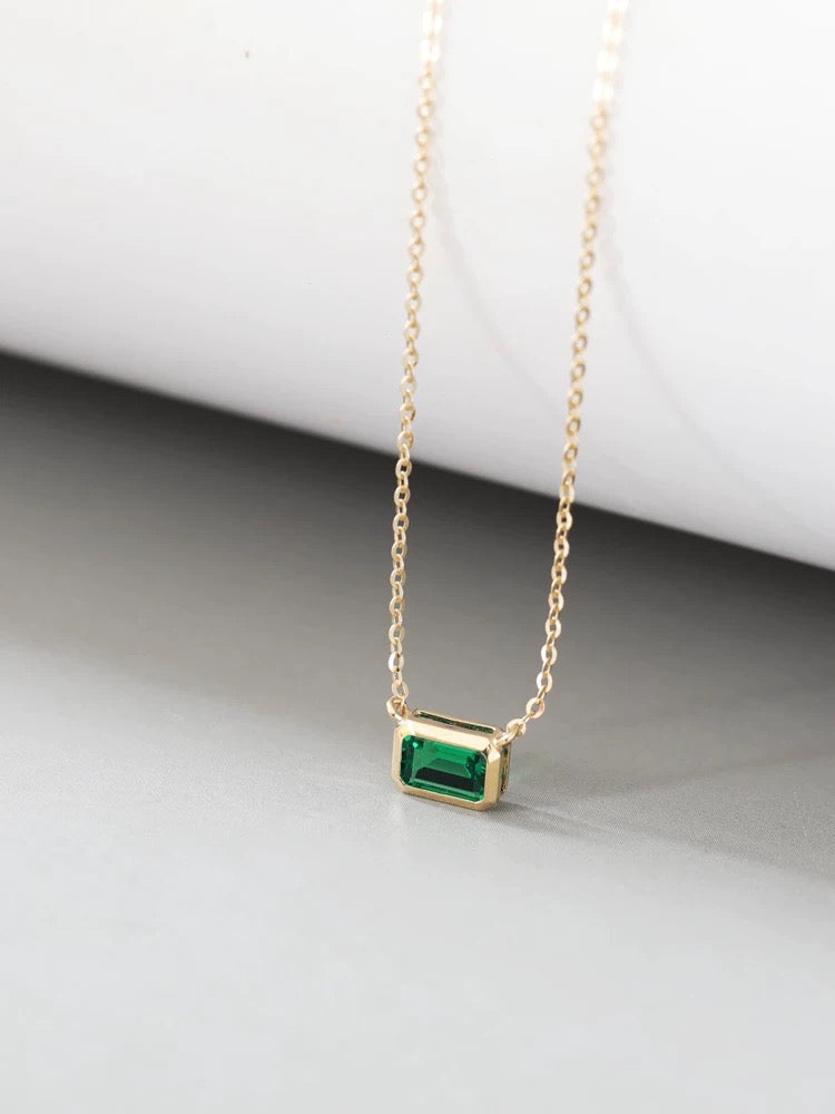 Green Moissanite Envelope Necklace