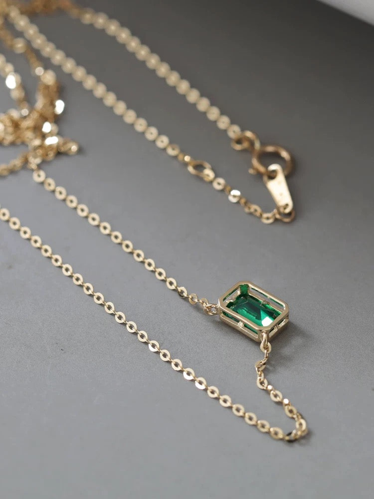 Green Moissanite Envelope Necklace