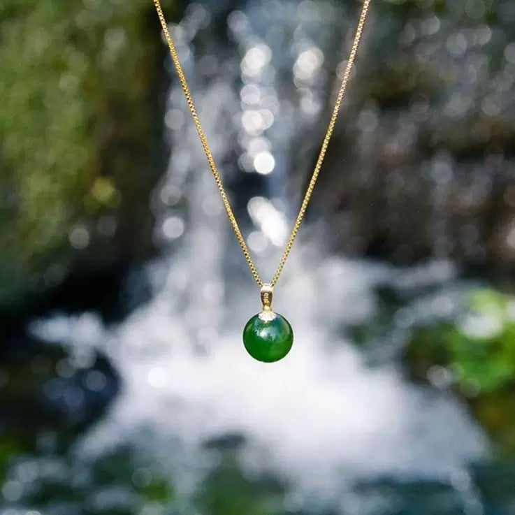 Jasper Stone Dome Charm Necklace