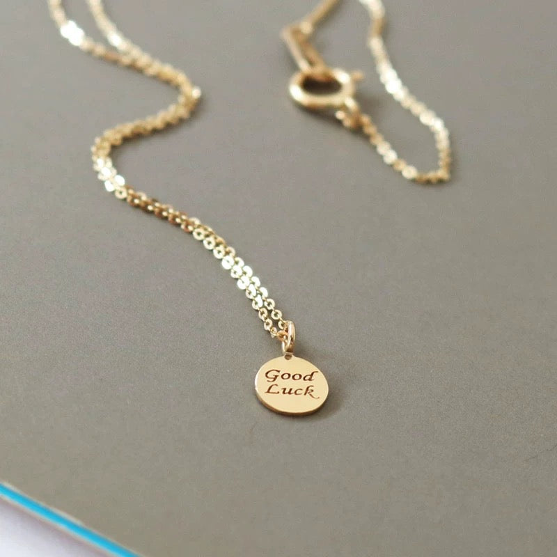 "Good Luck" Round Charm Necklace