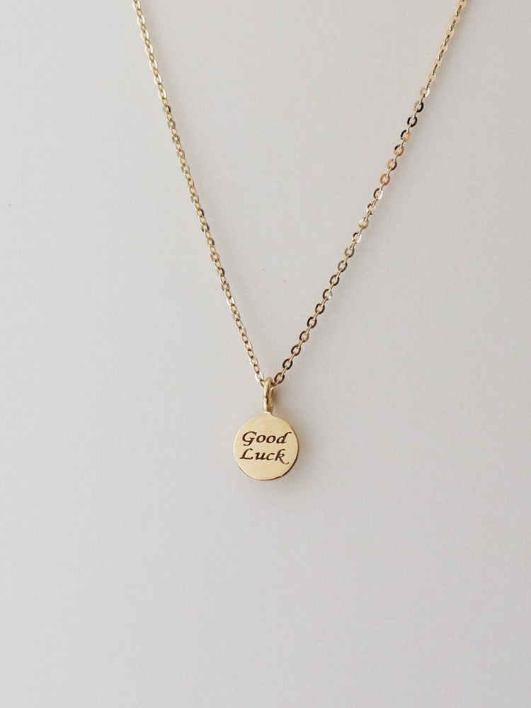 "Good Luck" Round Charm Necklace