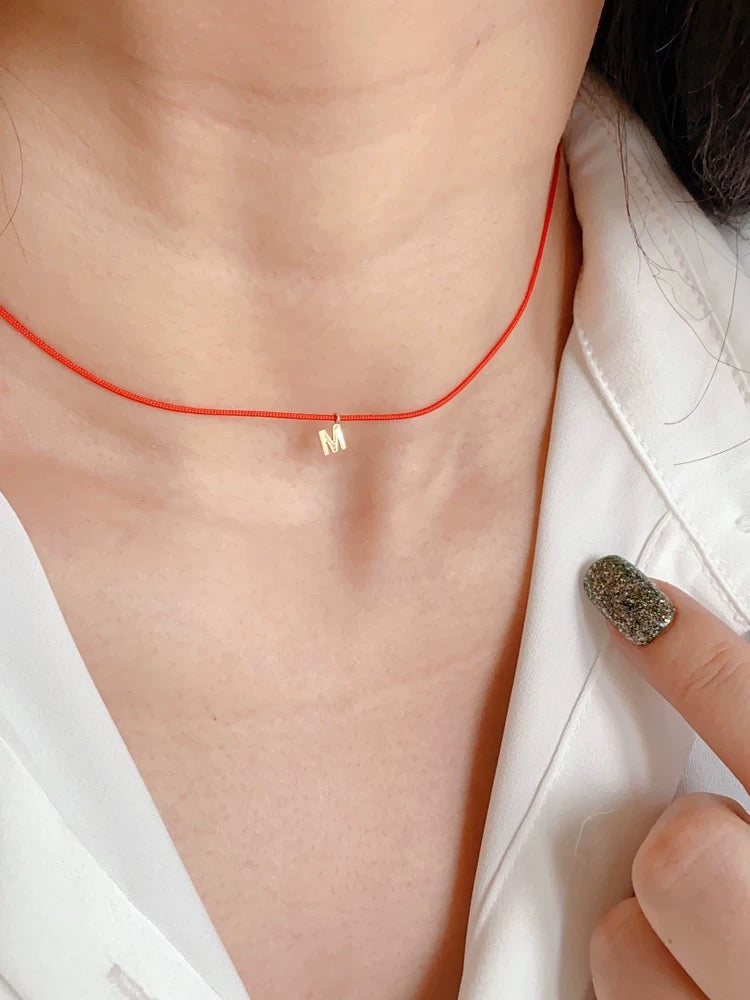 Black/ Red Rope Alphabet Necklace