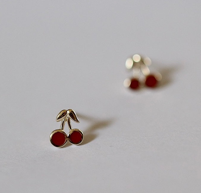 Embellished Red Cherries Stud Earrings