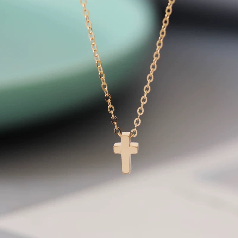 Mini Block Cross Necklace