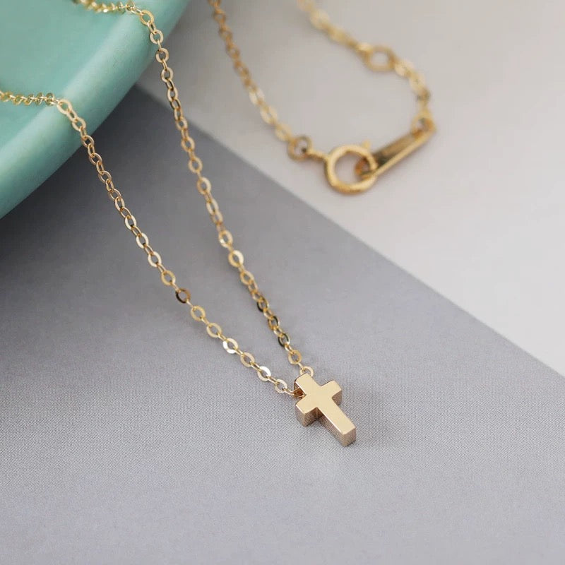 Mini Block Cross Necklace