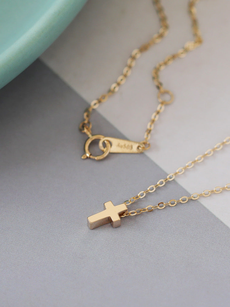 Mini Block Cross Necklace