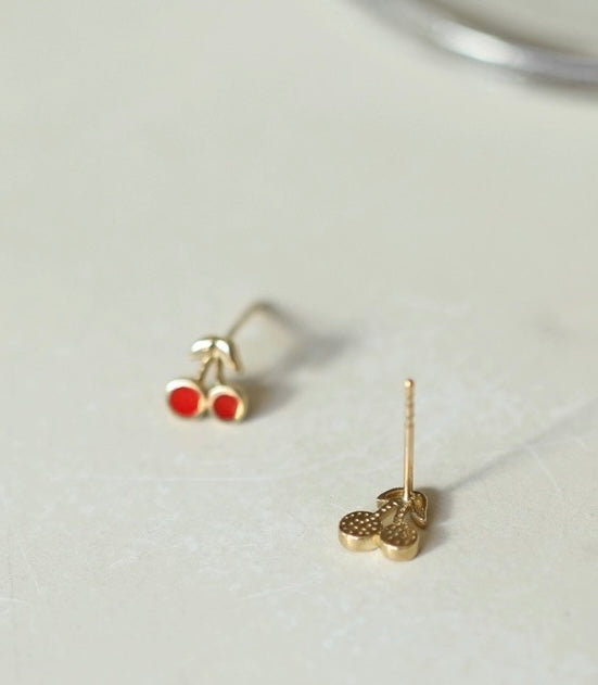 Embellished Red Cherries Stud Earrings