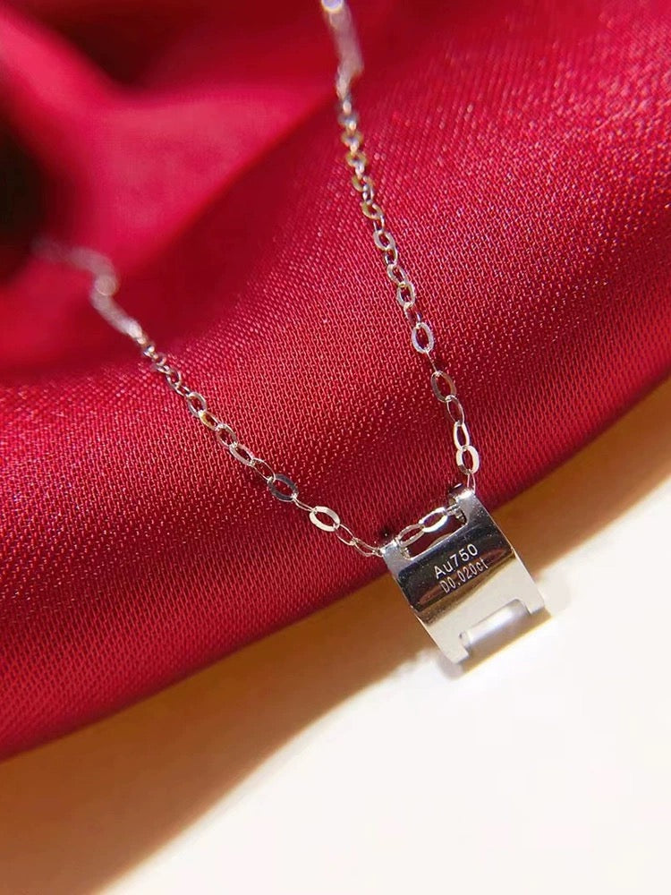 Square Solitaire Charm Necklace