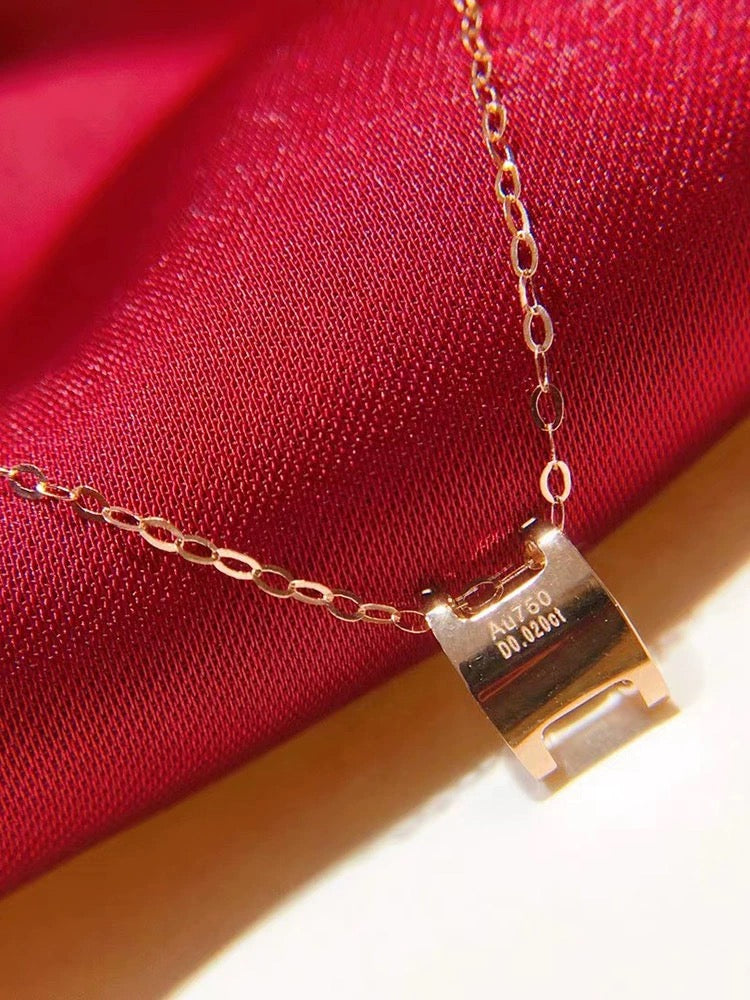 Square Solitaire Charm Necklace